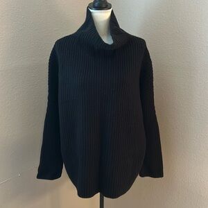 NWT Naadam Black Ribbed Turtleneck Wool Cashmere Sweater